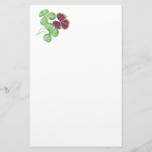 水彩画のシャムロックのクローバーの聖者のPartickの日 便箋 (正面)