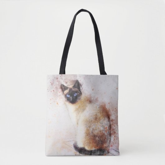 水彩画のシャム猫 トートバッグ (正面)