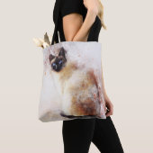 水彩画のシャム猫 トートバッグ (クローズアップ)