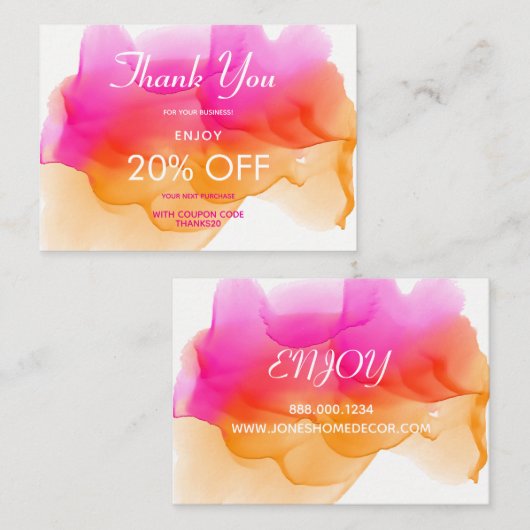 水彩画のシャーベットは割引感謝していしています 割引カード (正面/裏面)