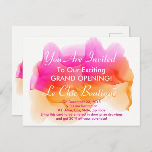 水彩画のシャーベット インビテーションポストカード (正面/裏面)