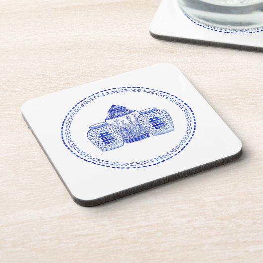 水彩画のショウガの瓶のコースター コースター (左側)