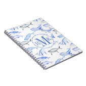 水彩画のシロナガスクジラパターン ノートブック (右側)