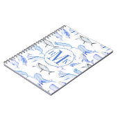 水彩画のシロナガスクジラパターン ノートブック (左側)