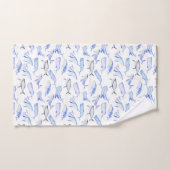 水彩画のシロナガスクジラパターン バスタオルセット (ハンドタオル)