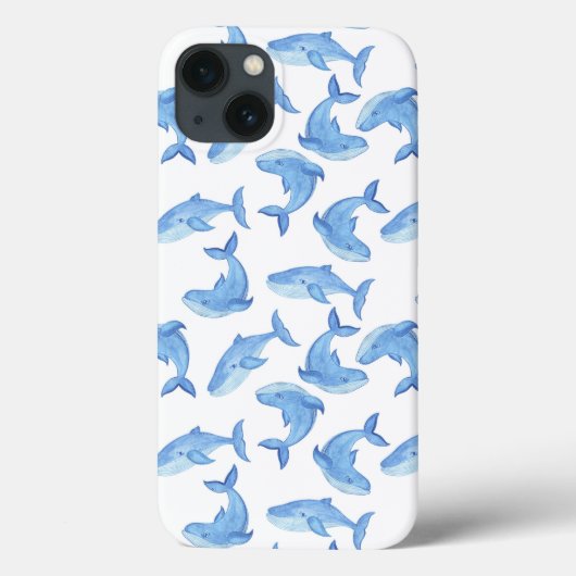 水彩画のシロナガスクジラパターン Case-Mate iPhoneケース (裏面)