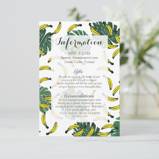 水彩画のスイスチーズの植物およびバナナ エンクロージャーカード (スタンド正面)