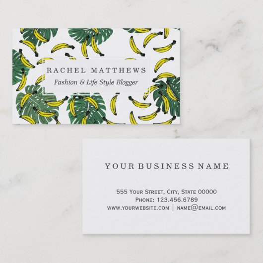 水彩画のスイスチーズの植物およびバナナ 名刺 (正面/裏面)