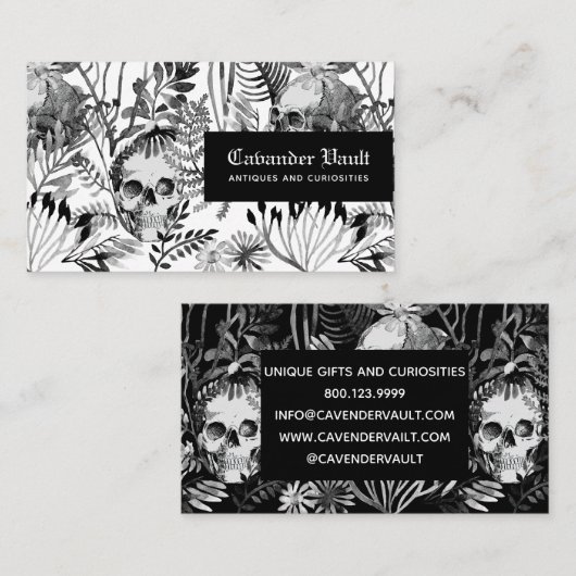 水彩画のスカルの庭 名刺 (正面/裏面)