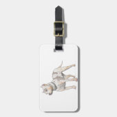 水彩画のスケッチのピット・ブルかわいく及び強大な犬 ラゲッジタグ (正面縦)