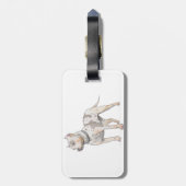 水彩画のスケッチのピット・ブルかわいく及び強大な犬 ラゲッジタグ (裏面縦)