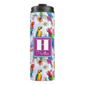 水彩画のスタイルのオウムは|あなたの名前を加えます タンブラー (正面)