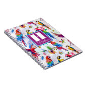 水彩画のスタイルのオウムは|あなたの名前を加えます ノートブック (右側)