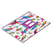 水彩画のスタイルのオウムは|あなたの名前を加えます ノートブック (左側)