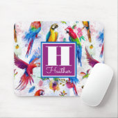 水彩画のスタイルのオウムは|あなたの名前を加えます マウスパッド (マウス)