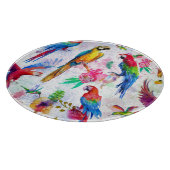 水彩画のスタイルのオウム カッティングボード (角)