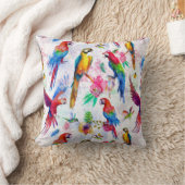 水彩画のスタイルのオウム クッション (ブランケット)