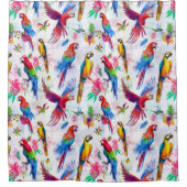 水彩画のスタイルのオウム シャワーカーテン (正面)