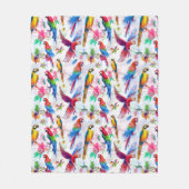 水彩画のスタイルのオウム フリースブランケット (正面)