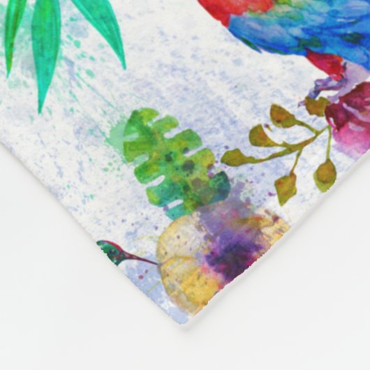 水彩画のスタイルのオウム フリースブランケット (角)