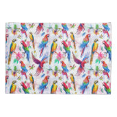 水彩画のスタイルのオウム 枕カバー (裏面-左)