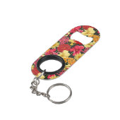 水彩画のスタイルの花模様の壁紙 キーホルダー栓抜き (裏面アングル)