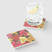 水彩画のスタイルの花模様の壁紙 ストーンコースター (横)