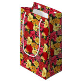 水彩画のスタイルの花模様の壁紙 スモールペーパーバッグ (正面アングル)