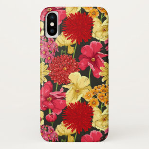 水彩画のスタイルの花模様の壁紙 iPhone X ケース