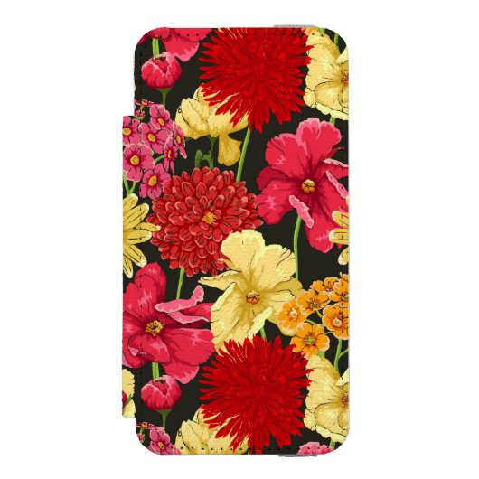 水彩画のスタイルの花模様の壁紙 INCIPIO iPhoneウォレットケース (フォリオ 正面)