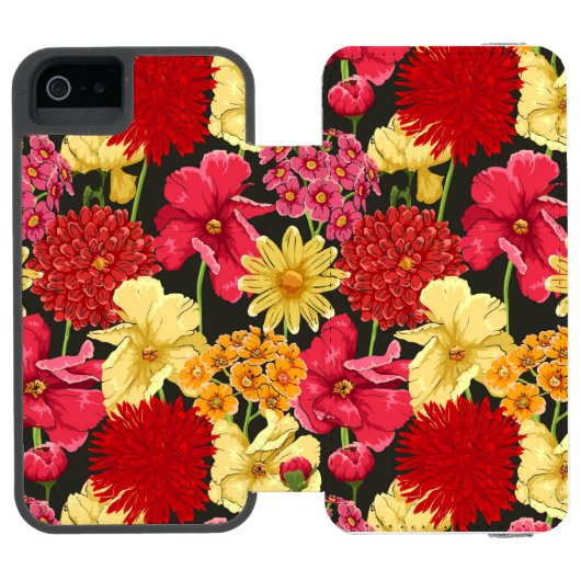 水彩画のスタイルの花模様の壁紙 INCIPIO iPhoneウォレットケース (フォリオ Open)