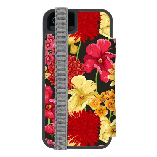 水彩画のスタイルの花模様の壁紙 INCIPIO iPhoneウォレットケース (フォリオ裏面)