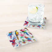 水彩画のスタイルは2つをオウム返しします ガラスコースター (アングル)