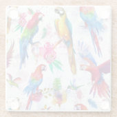 水彩画のスタイルは2つをオウム返しします ガラスコースター (裏面)