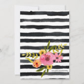 水彩画のストライプで明るい花のブライダルシャワー 招待状 (裏面)