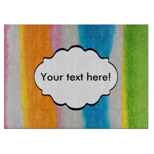 水彩画のストライプな質 カッティングボード (正面)