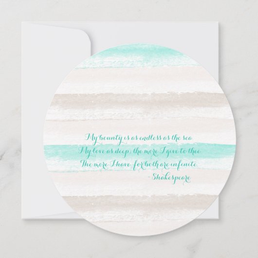 水彩画のストライプのビーチのテーマの保存日付 セーブザデート (裏面)