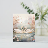 水彩画のスワンのカップル シーズンカード (スタンド正面)