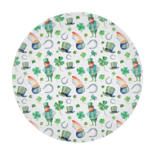 水彩画のセントパトリックの日パターン カッティングボード (正面)