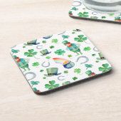 水彩画のセントパトリックの日パターン コースター (左側)