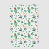 水彩画のセントパトリックの日パターン ゴルフタオル (正面)