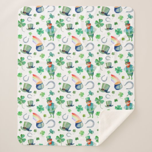 水彩画のセントパトリックの日パターン シェルパブランケット (正面)