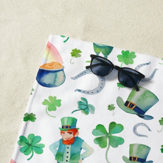 水彩画のセントパトリックの日パターン ビーチタオル (インサイチュ)