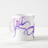 水彩画のタコのマグ コーヒーマグカップ (正面左)