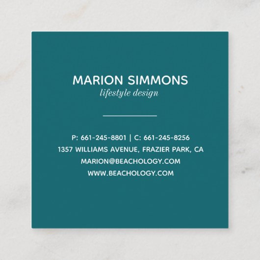 水彩画のタツノオトシゴの正方形の名刺 スクエア名刺 (裏面)