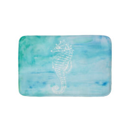 水彩画のタツノオトシゴのBathの敷物 バスマット