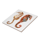 水彩画のタツノオトシゴパターン タイル (側面)