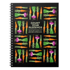 水彩画のタマネギおよびにんじんの感謝 ノートブック