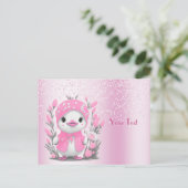 水彩画のダックピンクの花のポストカード ポストカード (スタンド正面)