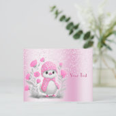 水彩画のダックピンクの花柄ポストカード ポストカード (スタンド正面)